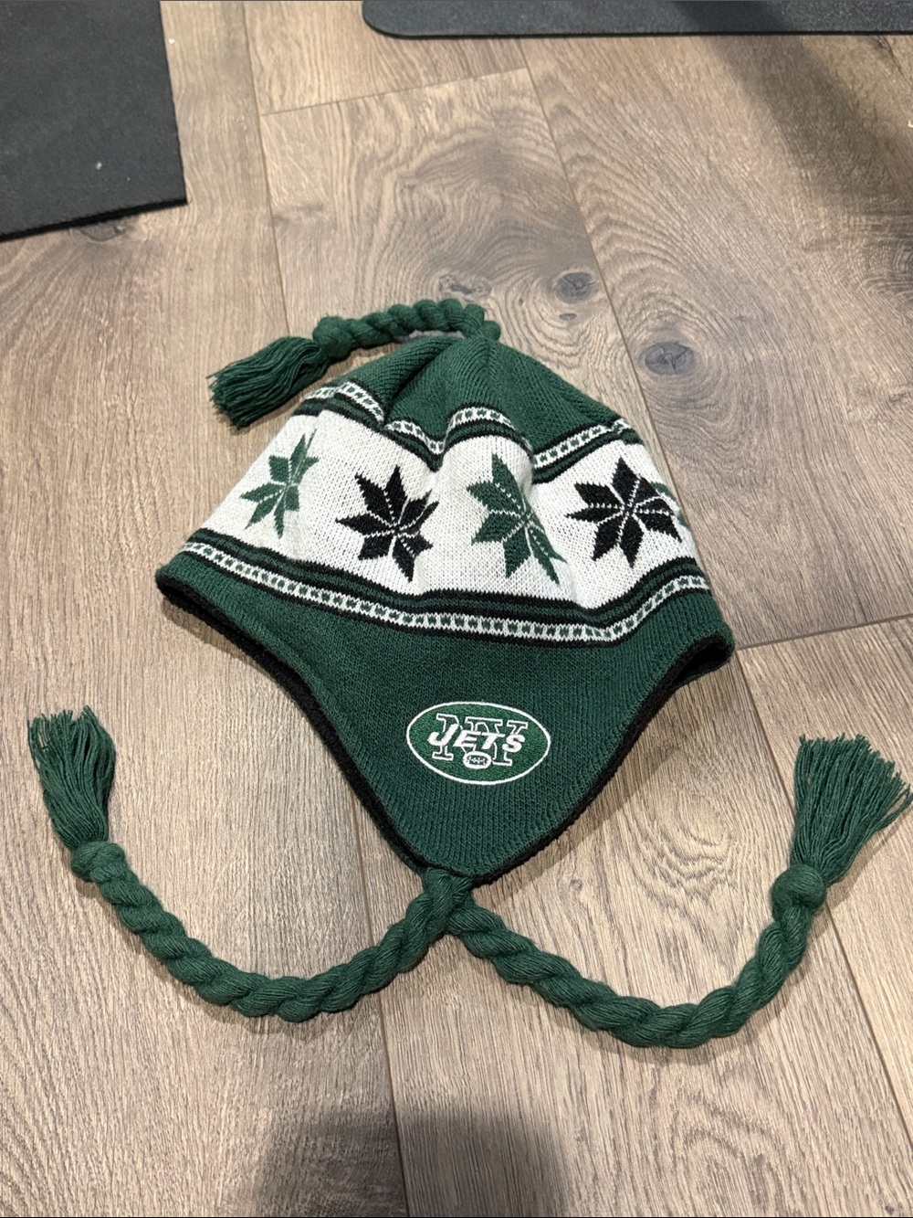 NY Jets Boys Green Earflap Knit Beanie Hat